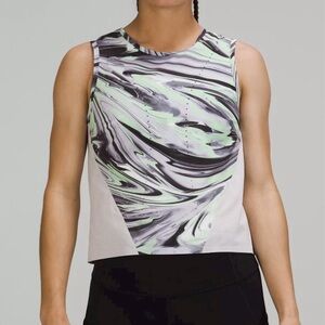 lululemon Swift Ventilated Running Tank Size 4 Paint Glide Multi Warp